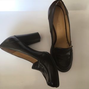 Nine West chunky heel loafers - black, sz 5.5
